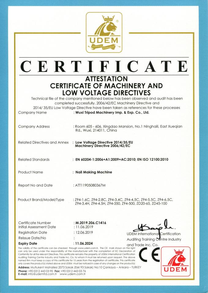 Wuxi Tripod Machinery Imp. & Exp. Co., Ltd. Controle de Qualidade